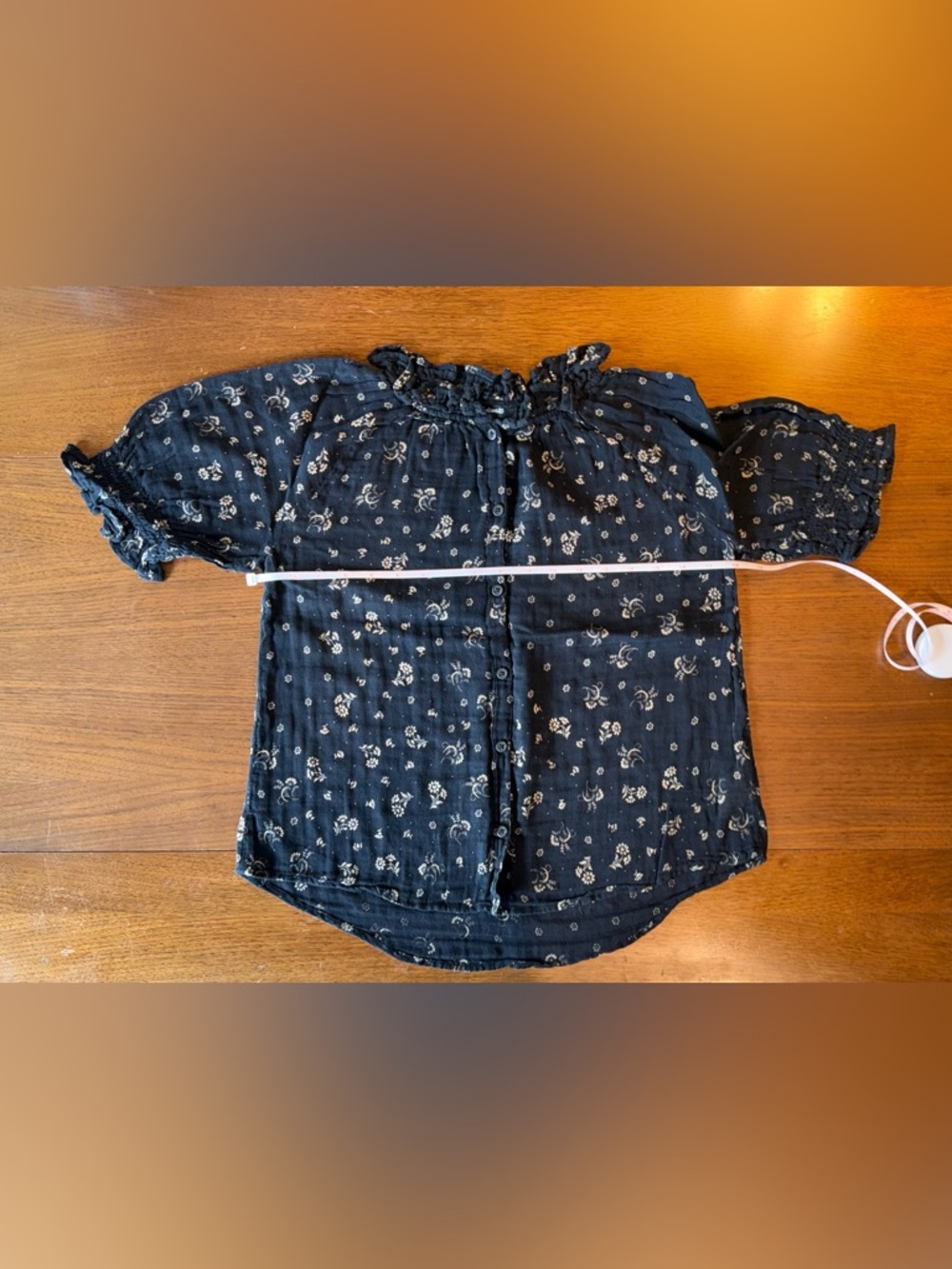 Madewell Black Blouse with Gold Floral Print - Picture 3 of 11